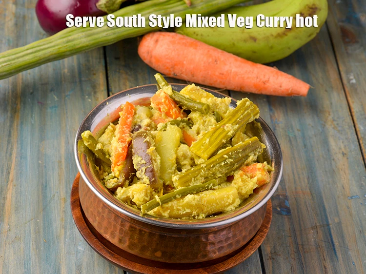Step 13 – <p><span style="background-color:rgb(255,255,255);color:rgb(0,0,0);">Serve </span><strong>South Style Mixed Veg Curry</strong><span style="background-color:rgb(255,255,255);color:rgb(0,0,0);"> hot.</span></p>