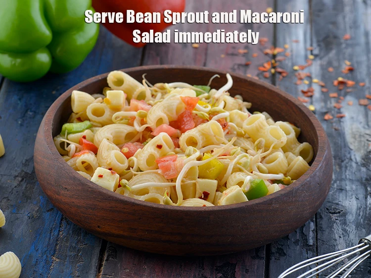 Step 6 – <p>Serve Bean <strong>Sprout and Macaroni Salad</strong> immediately.</p>