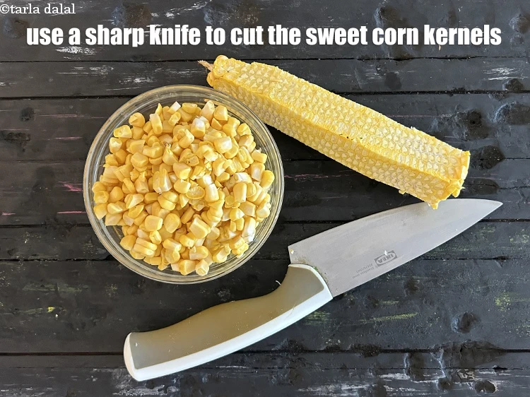 Step 2 – <p><span style="background-color:rgb(255,255,255);color:rgb(0,0,0);">Use&nbsp;a sharp knife cut the sweeet corn kernels. You can remove the corn kernels …