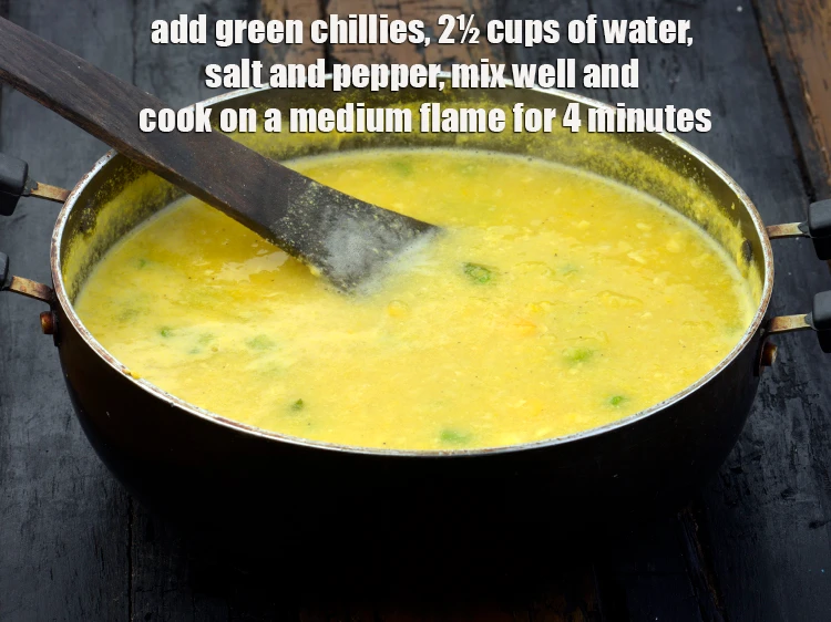 Step 8 – <p><span style="background-color:rgb(255,255,255);color:rgb(0,0,0);">Add the 1/2 tsp finely </span><a href="https://www.tarladalal.com/glossary-green-chillies-hari-mirch-331i#ing_2388"><u>chopped green chillies</u></a><span style="background-color:rgb(255,255,255);color:rgb(0,0,0);">, 2½ cups of <strong>water</strong>, …