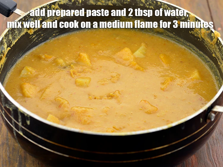 Step 15 – <p><span style="background-color:rgb(255,255,255);color:rgb(0,0,0);">Add the <strong>prepared paste</strong> and 2 tbsp of <strong>water</strong>, mix well and <strong>cook</strong> on …