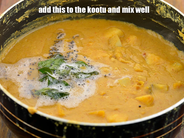 Step 19 – <p><span style="background-color:rgb(255,255,255);color:rgb(0,0,0);">Add this to the <strong>kootu</strong> and mix well.</span></p>