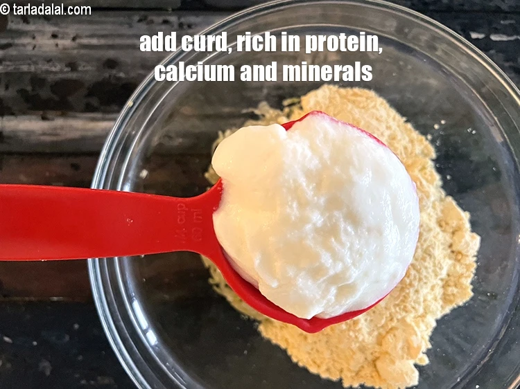 Step 6 – <p>Add&nbsp;1/4 cup&nbsp;<a href="https://tarladalal.com/glossary-curd-dahi-yogurt-yoghurt-383i">curd (dahi)</a>.&nbsp;Curd is one of the richest sources of&nbsp;<a href="https://www.tarladalal.com/recipes-for-Protein-Rich-Foods-Indian-Veg-Protein-Rich-Recipes-695">protein</a>,&nbsp;<a href="https://www.tarladalal.com/recipes-for-Calcium-Rich-375">calcium</a>&nbsp;and minerals. They …