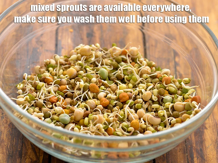 Step 30 – <p><a href="https://www.tarladalal.com/glossary-mixed-sprouts-195i#ing_2886"><u>mixed sprouts</u></a> are available everywhere, make sure you wash them well before using them.&nbsp;</p>