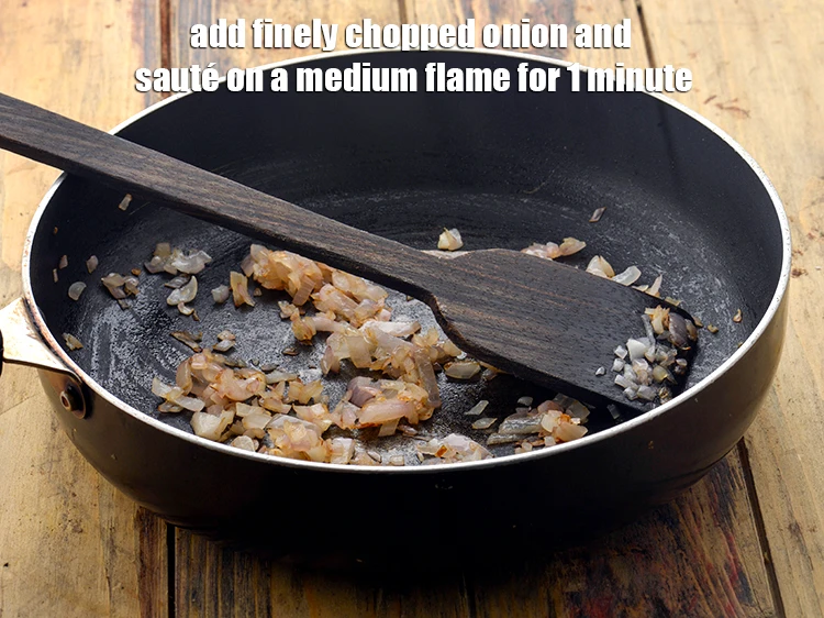 Step 12 – <p><span style="background-color:rgb(255,255,255);color:rgb(0,0,0);">Add the 1/4 cup finely </span><a href="https://www.tarladalal.com/glossary-onions-pyaz-pyaaz-kanda-548i#ing_2327"><u>chopped onion</u></a><span style="background-color:rgb(255,255,255);color:rgb(0,0,0);"> and <strong>sauté</strong> on a medium …