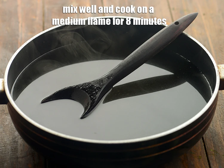 Step 12 – <p><span style="background-color:rgb(255,255,255);color:rgb(0,0,0);">Mix well and cook on a medium flame for 8 minutes, while stirring occasionally.</span></p>