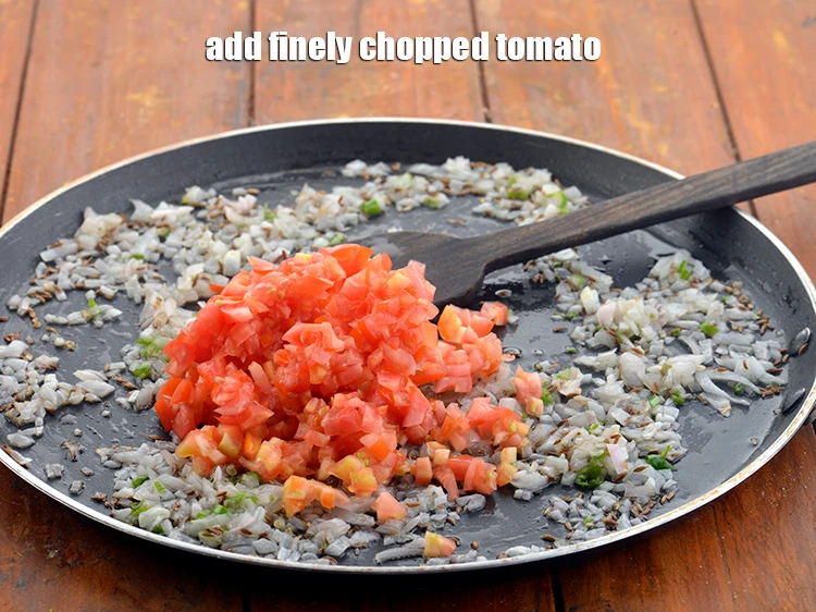 Step 6 – <p>Now add the <span style="background-color:rgb(255,255,255);color:rgb(0,0,0);">1/2 cup finely </span><a href="https://www.tarladalal.com/glossary-tomatoes-tamatar-639i#ing_2361"><u>chopped tomato</u></a>. These are finely chopped as …