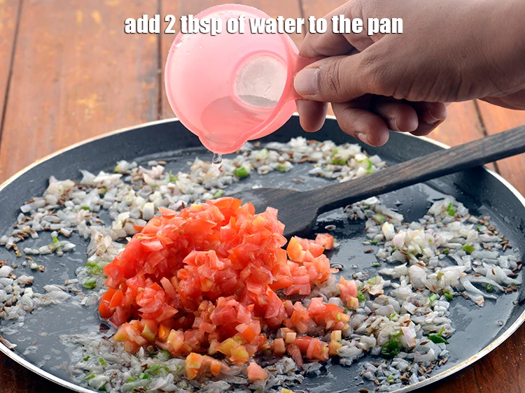 Step 7 – <p>Also add 2 tbsp of <strong>water</strong> to the pan. This will not only prevent the …