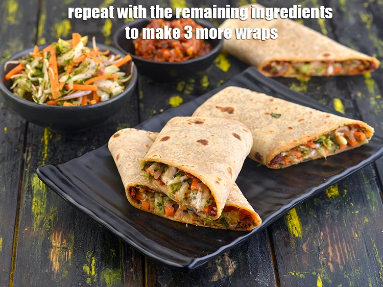 Step 45 – <p>Repeat with the remaining ingredients to make 3 more <strong>wraps</strong>.</p>