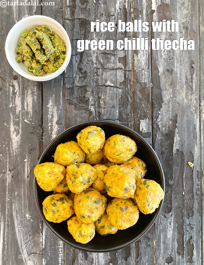 Step 24 – <p>crispy rice&nbsp;ball taste great with <a href="https://www.tarladalal.com/green-chilli-thecha-hirvi-mirchi-cha-thecha-40157r">green chilli thecha</a>.</p>