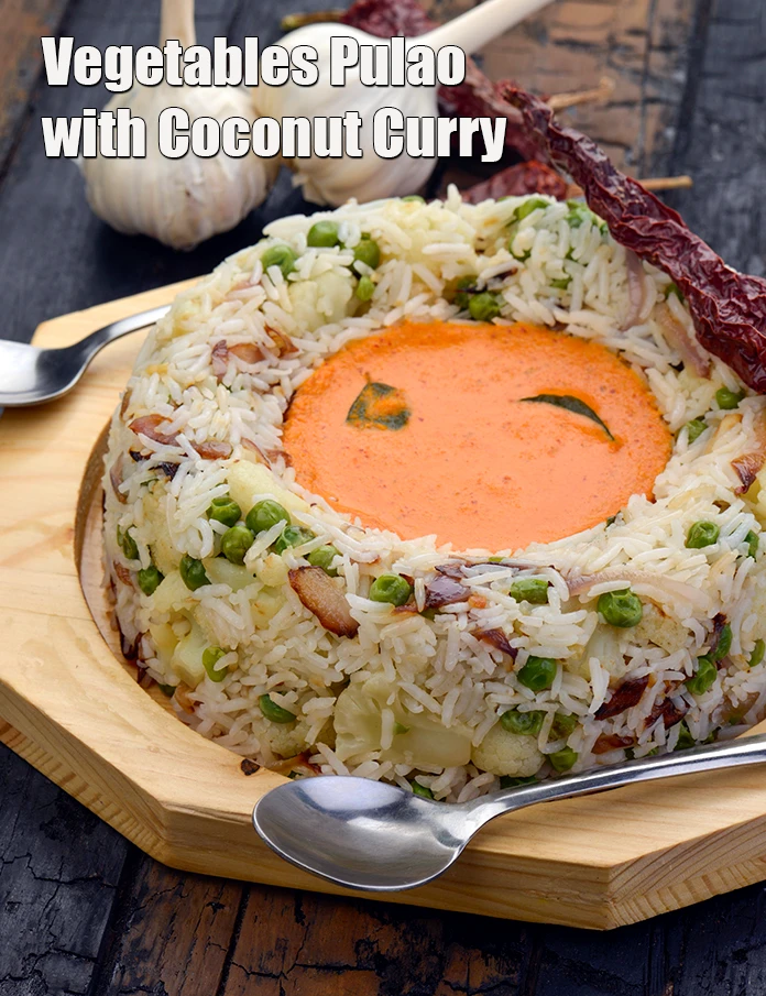 Step 11 – <p><span style="background-color:rgb(255,255,255);color:rgb(0,0,0);">Serve <strong>Vegetables Pulao with Coconut Curry</strong> immediately.</span></p>
