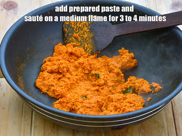 Step 2 – <p><span style="background-color:rgb(255,255,255);color:rgb(0,0,0);">Add the <strong>prepared paste</strong> and <strong>sauté</strong> on a medium flame for 3 to 4 …