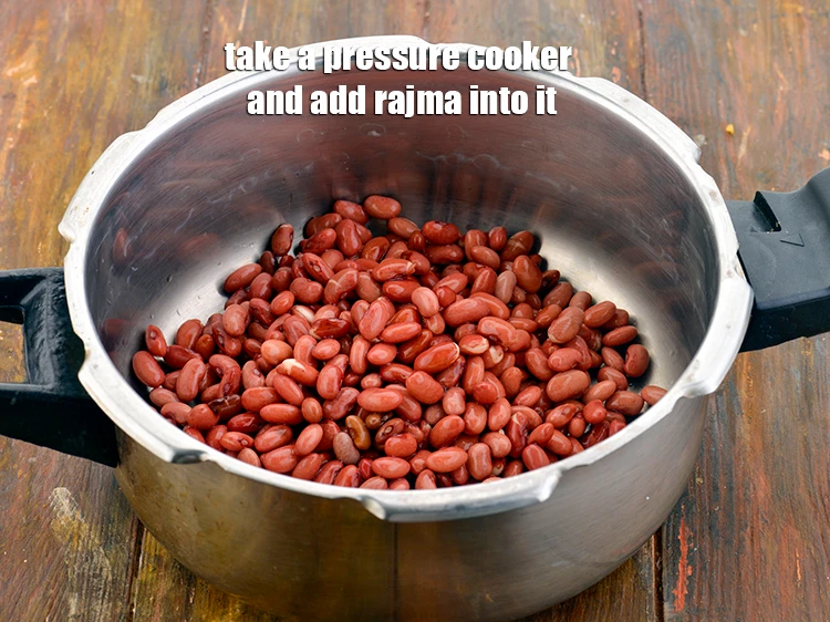 Step 18 – <p>Take a pressure cooker and add the <strong>rajma </strong>into it.</p>