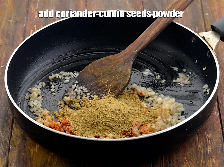 Step 32 – <p>Also add the <span style="background-color:rgb(255,255,255);color:rgb(0,0,0);">1 tbsp </span><a href="https://www.tarladalal.com/glossary-coriander-dhania-kothmir-369i"><u>coriander (dhania)</u></a><strong>-cumin seeds powder</strong>. This powder is made …