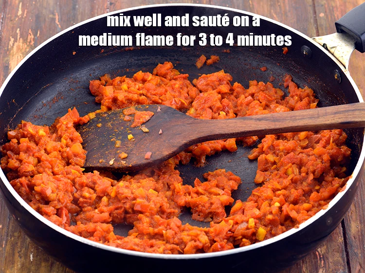 Step 35 – <p>Mix well and <strong>sauté</strong> on a medium flame for 3 to 4 minutes, while stirring …