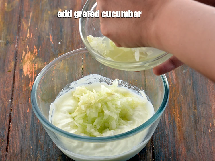 Step 41 – <p>Now, add the <span style="background-color:rgb(255,255,255);color:rgb(0,0,0);">1/2 cup </span><a href="https://www.tarladalal.com/glossary-cucumber-kakadi-kheera-321i#ing_2426"><u>grated cucumber</u></a> to it.</p>