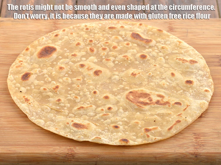 Step 57 – <p>The <strong>rotis </strong>might not be smooth and even shaped at the circumference. Don’t worry, it …