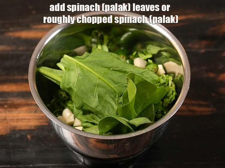 Step 5 – <p>Add &nbsp;<span style="background-color:rgb(255,255,255);color:rgb(0,0,0);">Add 4 to 5 </span><a href="https://www.tarladalal.com/glossary-spinach-palak-255i"><u>spinach (palak)</u></a><span style="background-color:rgb(255,255,255);color:rgb(0,0,0);"> leaves or1/4 cup roughly </span><a …