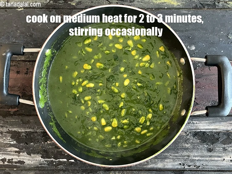 Step 35 – <p>Cook on a medium flame for 2 to 3 minutes, while stirring occasionally.</p>