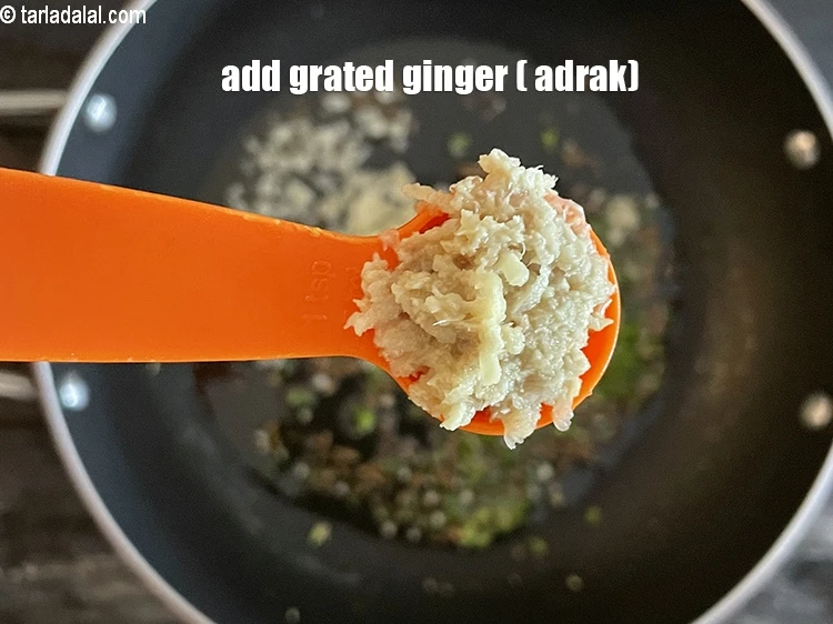 Step 24 – <html><head></head><body><p>Add&nbsp;1 tsp&nbsp;<a href="glossary-grated-ginger-943i">grated ginger (adrak)</a>.</p></body></html>