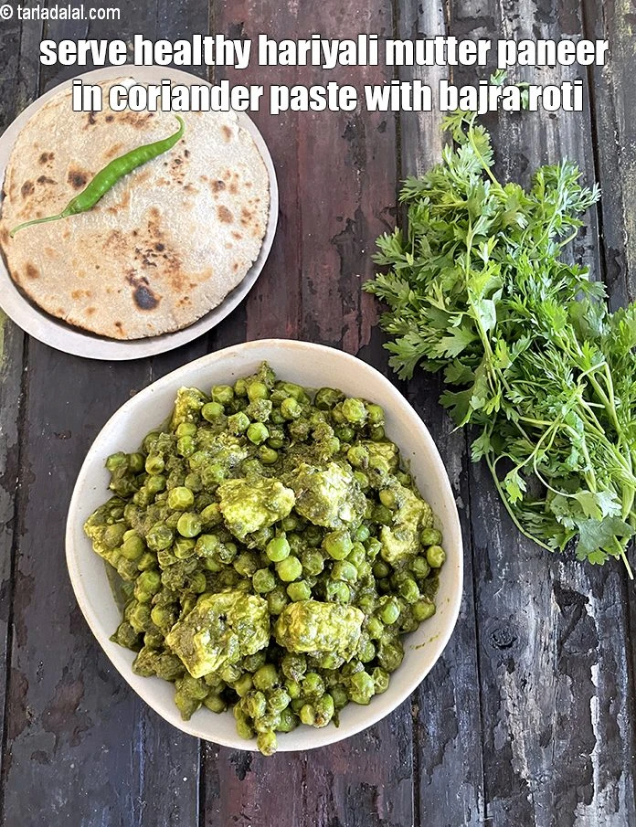 Step 28 – <html><head><meta charset="UTF-8"> </head><body><p>Serve&nbsp;<strong>healthy&nbsp;hariyali mutter paneer in coriander paste |&nbsp;</strong>with bajra roti.</p></body></html>