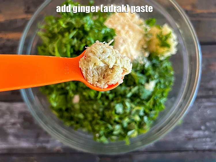 Step 9 – <html><head></head><body><p>Add&nbsp;1 tsp&nbsp;<a href="glossary-ginger-paste-adrak-ki-paste-457i">ginger (adrak) paste</a>.</p></body></html>