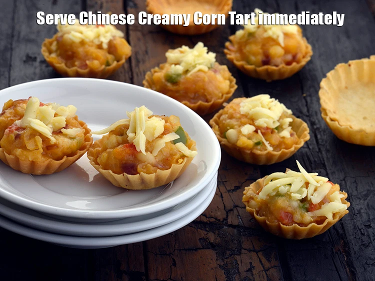 Step 7 – <p>Serve <strong>Chinese Creamy Corn Tart</strong> immediately.</p>