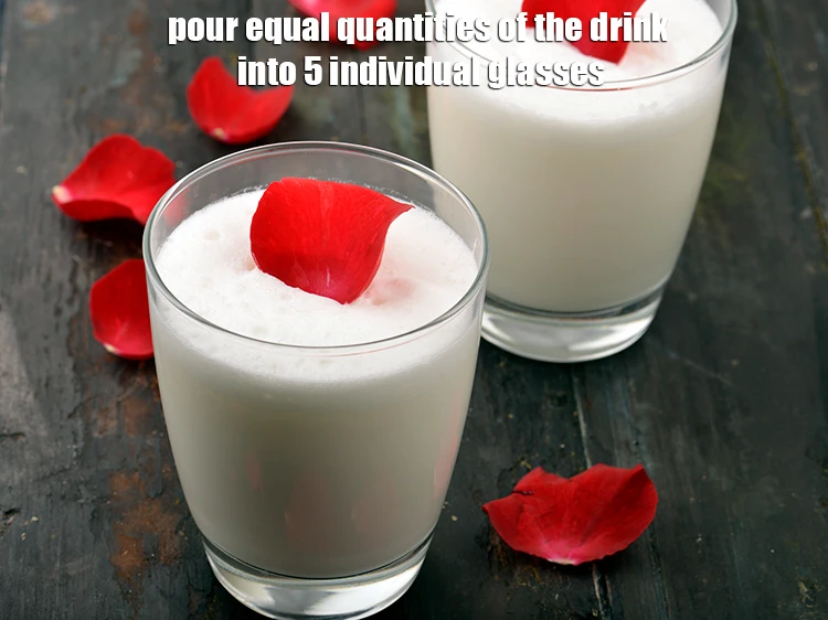 Step 10 – <p><span style="background-color:rgb(255,255,255);color:rgb(0,0,0);">Pour equal quantities of the drink into 5 individual glasses.</span></p>