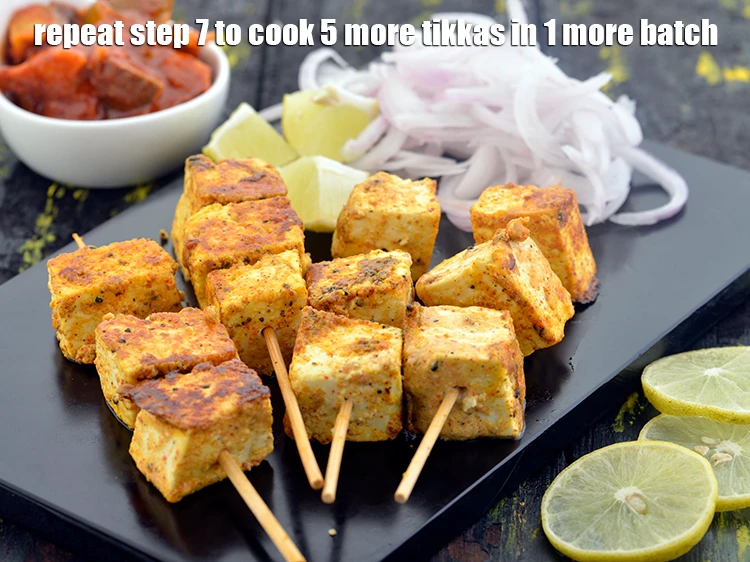 Step 12 – <p><span style="background-color:rgb(255,255,255);color:rgb(0,0,0);">Repeat step 7 to cook 5 more<strong> tikkas</strong> in 1 more batch.</span></p>