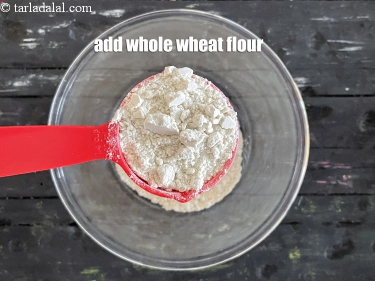 Step 4 – <html><head></head><body><p>Add&nbsp;1/4 cup&nbsp;<a href="glossary-whole-wheat-flour-gehun-ka-atta-gehun-ka-aata-429i">whole wheat flour (gehun ka atta)</a>.</p></body></html>