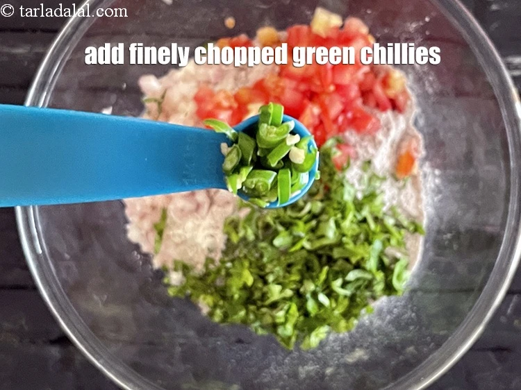 Step 9 – <html><head></head><body><p>Add&nbsp;1/4 tsp <strong>finely chopped&nbsp;green chillies</strong> or green chilli paste.</p></body></html>