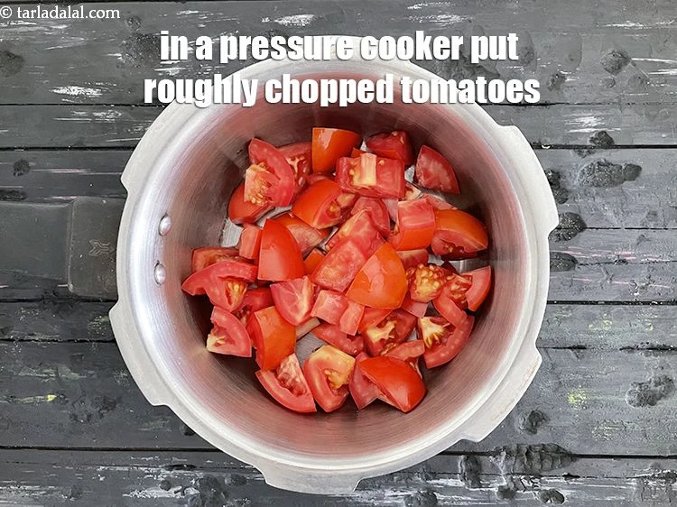 Step 3 – <html><head></head><body><p>In a pressure cooker put&nbsp;2 cups&nbsp;roughly&nbsp;<a href="glossary-chopped-tomatoes-779i">chopped tomatoes</a>.</p></body></html>