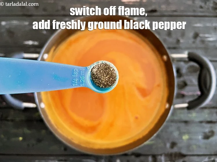 Step 20 – <p>Switch off the flame, add 1/8th tsp&nbsp;freshly ground black pepper.</p>