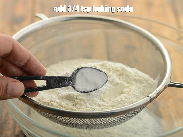 Step 3 – <p>Add 3/4 tsp <a href="https://www.tarladalal.com/glossary-baking-soda-soda-bi-carb-615i"><u>baking soda</u></a><u>.</u></p>