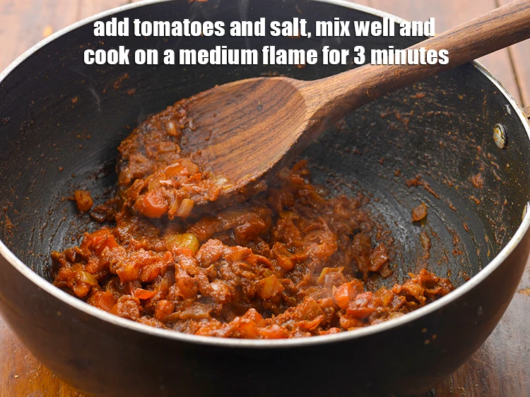 Step 13 – <p><span style="background-color:rgb(255,255,255);color:rgb(0,0,0);">Add the </span>1 cup <a href="https://www.tarladalal.com/glossary-tomatoes-tamatar-639i#ing_2361"><u>chopped tomato</u></a><span style="background-color:rgb(255,255,255);color:rgb(0,0,0);"> and </span><a href="https://www.tarladalal.com/glossary-salt-namak-table-salt-418i"><u>salt </u></a>to taste<span style="background-color:rgb(255,255,255);color:rgb(0,0,0);">, …