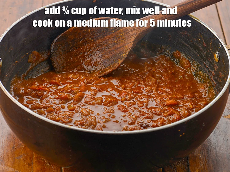 Step 14 – <p><span style="background-color:rgb(255,255,255);color:rgb(0,0,0);">Add ¾ cup of <strong>water</strong>, mix well and <strong>cook</strong> on a medium flame for …