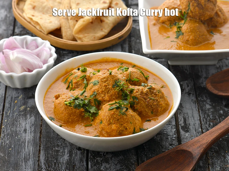 Step 19 – <p><span style="background-color:rgb(255,255,255);color:rgb(0,0,0);">Serve <strong>Jackfruit Kofta Curry</strong> hot.</span></p>