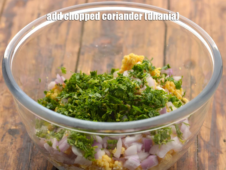 Step 13 – <p>Add 2 tbsp <a href="https://www.tarladalal.com/glossary-coriander-dhania-kothmir-369i#ing_2365"><u>chopped coriander (dhania)</u></a>. They provide a vibrant green colour to the …