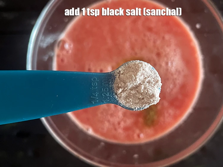 Step 5 – <p style="margin-left:0px;">Add 1 tsp <a href="https://www.tarladalal.com/glossary-black-salt-sanchal-kala-namak-422i"><u>black salt (sanchal)</u></a>.</p>