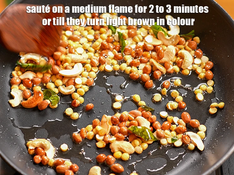 Step 9 – <p>Sauté on a medium flame for 2 to 3 minutes or till they turn light …
