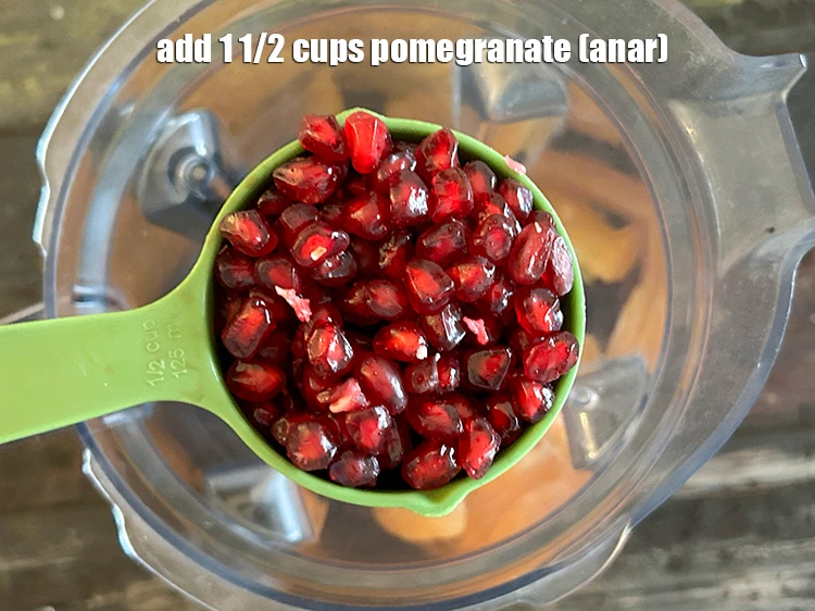 Step 3 – <p>Add 1 1/2 cups <a href="https://www.tarladalal.com/glossary-pomegranate-anar-587i"><u>pomegranate (anar)</u></a><u>.</u></p>