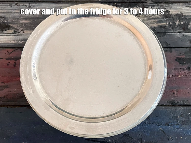 Step 13 – <p>Cover and put in the <strong>fridge</strong> for 3 to 4 hours. This will make the …