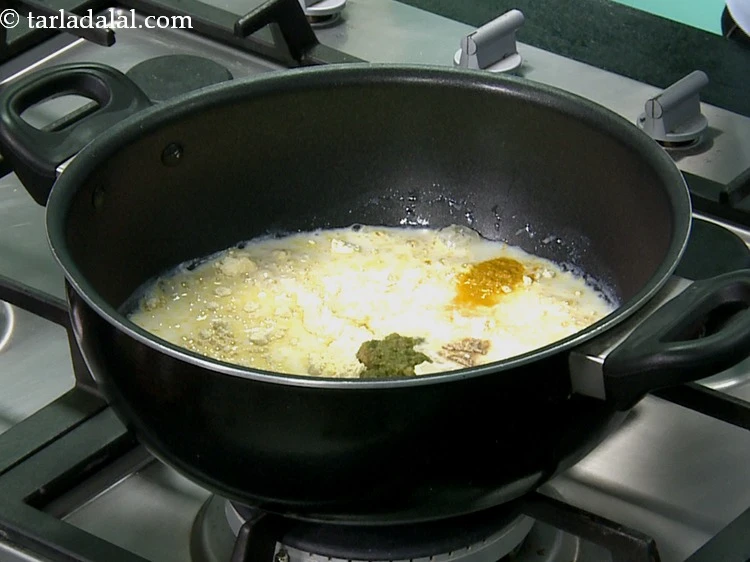 Step 12 – <p>Add ginger-green chilli paste. Refer this recipe to make <a href="https://www.tarladalal.com/ginger-green-chilli-paste-33529r">homemade fresh&nbsp;Ginger Green Chilli Paste</a>.</p>