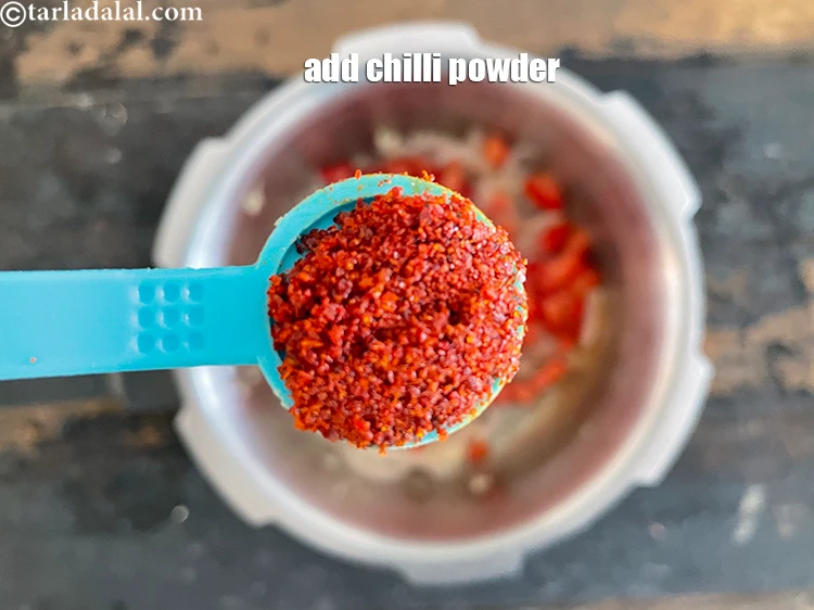 Step 14 – <html><head></head><body><p>Add&nbsp;1/2 tsp&nbsp;<a href="glossary-chilli-powder-red-chilli-powder-339i">chilli powder</a>. This gives a nice mild spice to the soup.</p></body></html>
