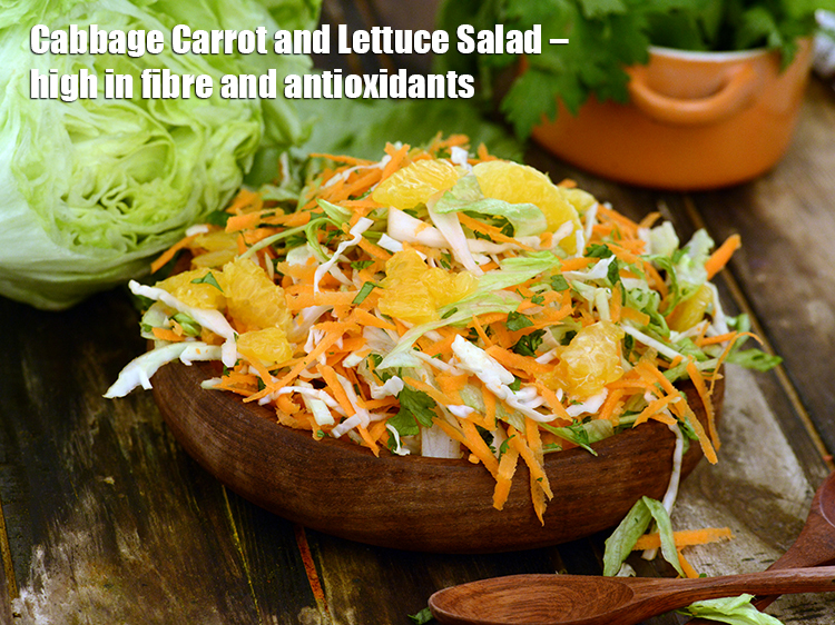 Step 25 – <p><strong>Cabbage Carrot and Lettuce Salad – high in fibre and antioxidants.&nbsp;</strong></p>
