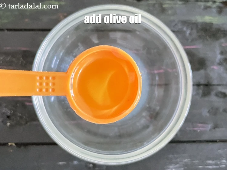 Step 5 – <html><head></head><body><p>Add 1 tsp&nbsp;<a href="glossary-olive-oil-451i">olive oil</a>. Preferably choose olive oil as it is rich in MUFA …