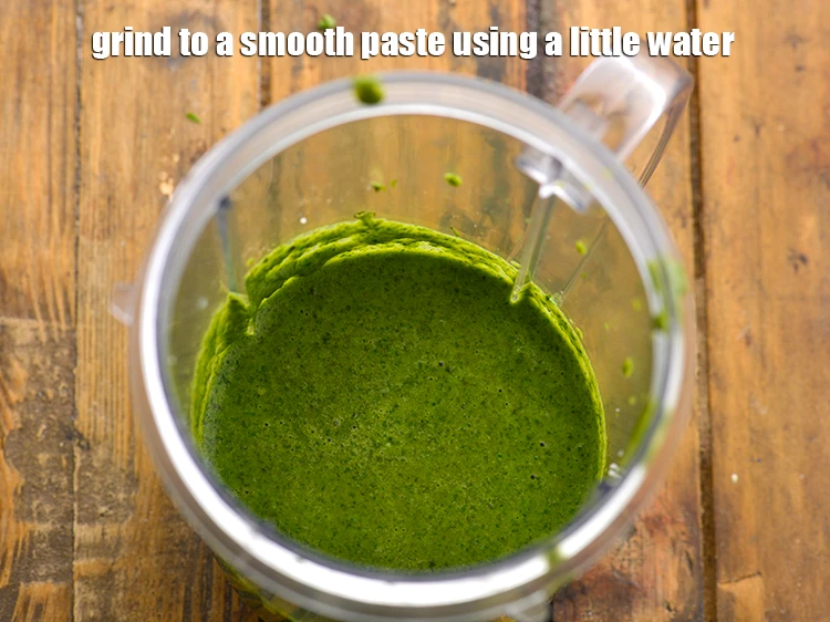 Step 33 – <p>Grind to a <strong>smooth paste</strong> using a <strong>little water</strong> and keep aside. You can refrigerate …