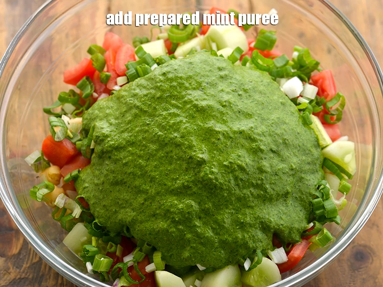 Step 20 – <p>Add the <strong>prepared mint puree</strong>.</p>