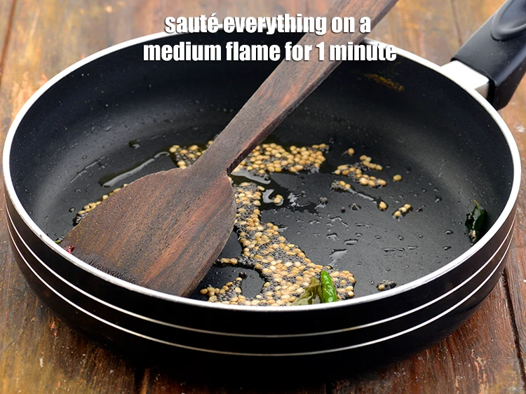 Step 12 – <p><strong>Sauté </strong>everything on a medium flame for 1 minute or till the dal turns light …
