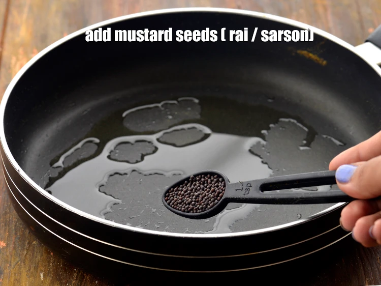 Step 8 – <p><strong>Once the oil is hot,</strong> add the 1 tsp <a href="https://www.tarladalal.com/glossary-mustard-seeds-sarson-rai-sarson-ke-beej-525i"><u>mustard seeds ( rai / …